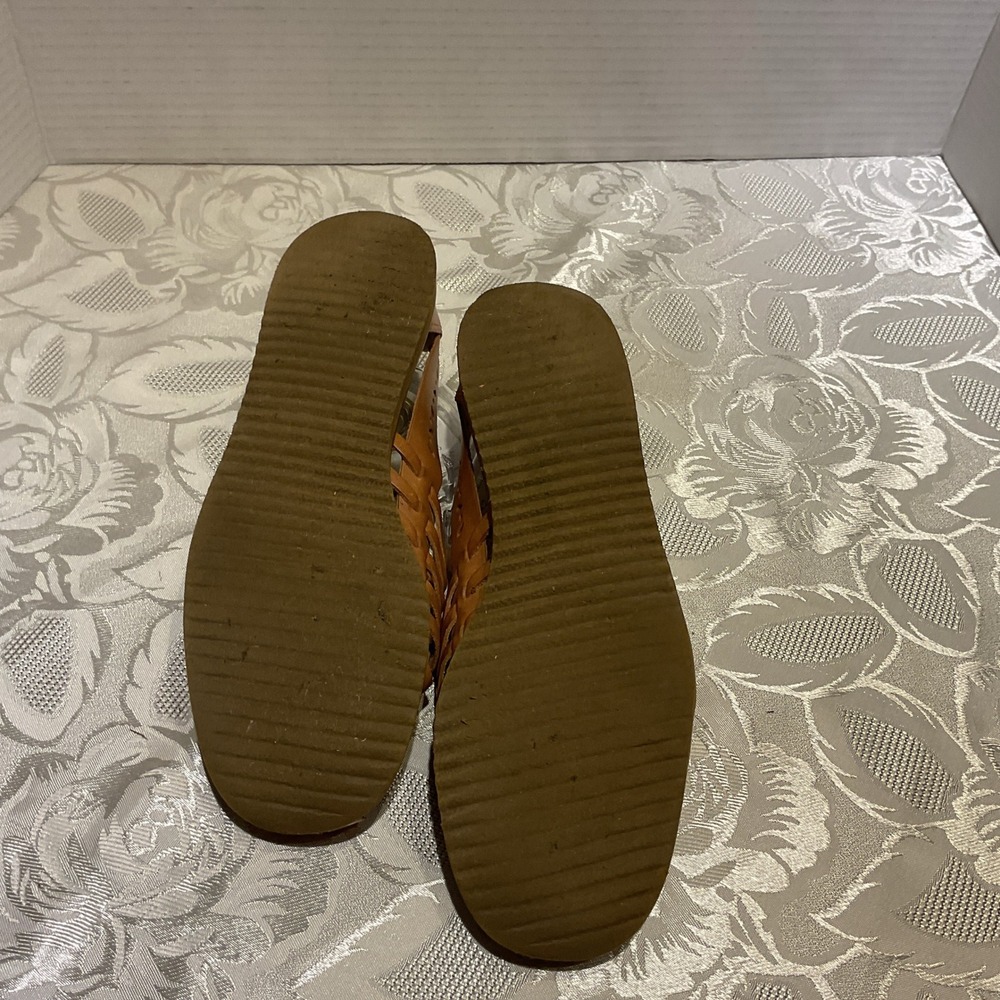 Passofino Huarache Sandals Women Size 7 Brown Excellent Woven Leather Flats - Picture 4 of 5